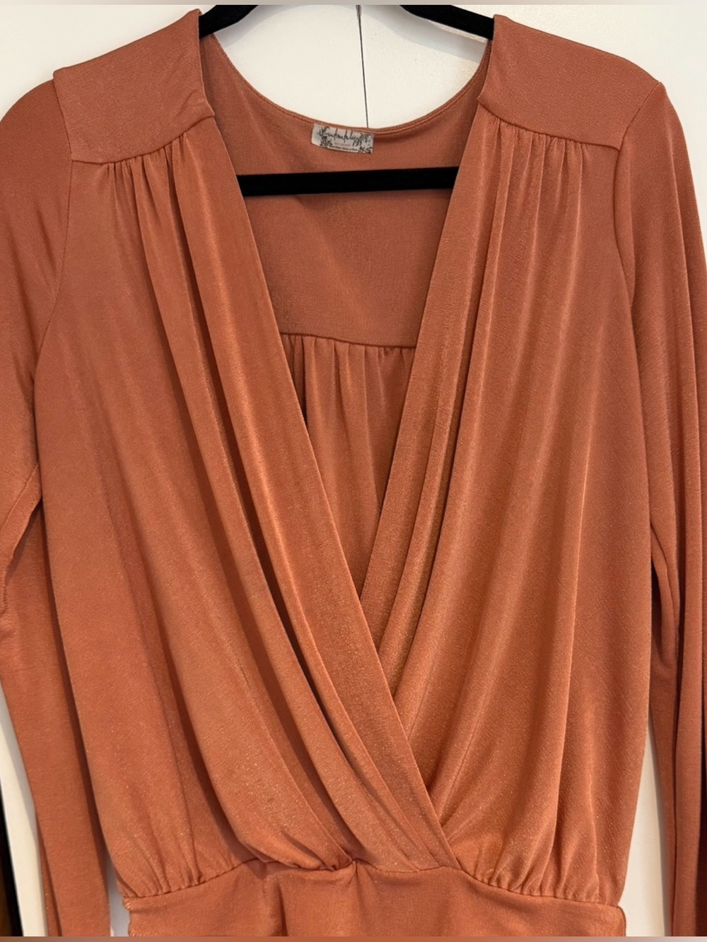 Free People Long Sleeve Turnt Bodysuit Burnt Orange - Size Large